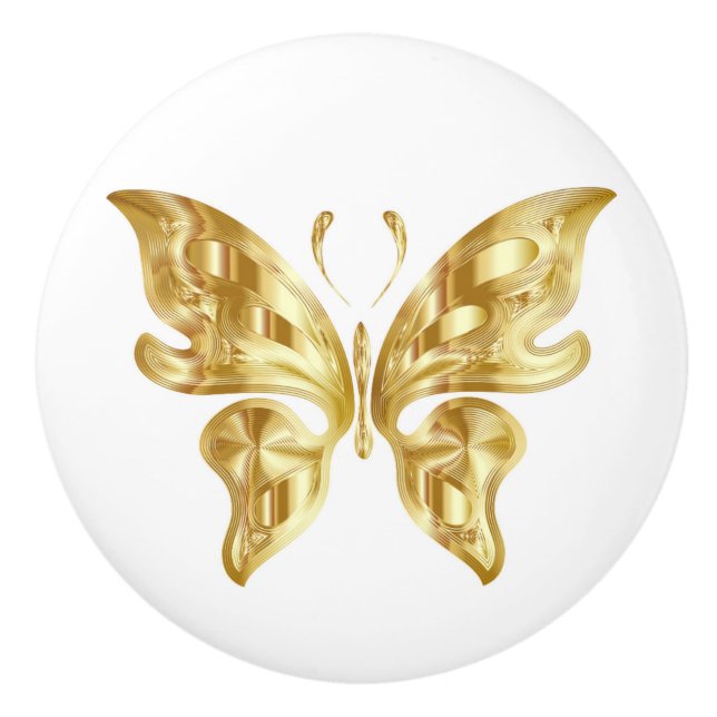 BOUTON DE PORTE EN CÉRAMIQUE GOLDEN BUTTERFLY (Devant)