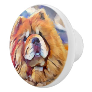 Bouton De Porte En Céramique GOLDEN GIRL Chow Ceramic Pull