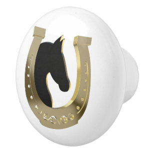 Bouton De Porte En Céramique Golden horseshoe