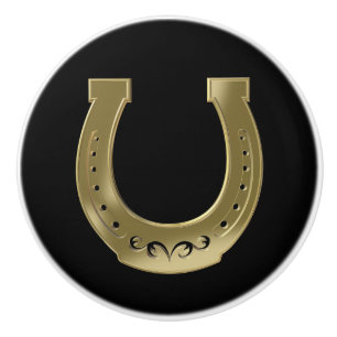 Bouton De Porte En Céramique Golden horseshoe