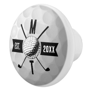 Bouton De Porte En Céramique Golf Ball Texture & Club Premier Monogramme
