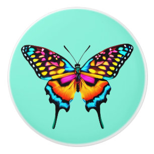 Bouton De Porte En Céramique Grand Papillon à queue épaisse colorée