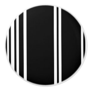 Bouton De Porte En Céramique Grandes lignes modernes en noir et blanc