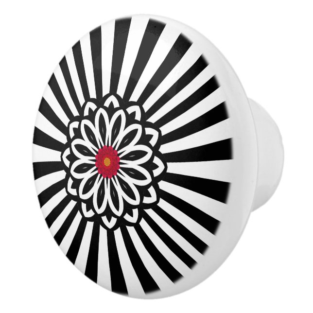 Bouton De Porte En Céramique Grandes noires et blanches Retro moderne (Droite)