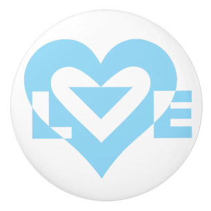 Bouton De Porte En Céramique Graphique d'amour cool, Bleu