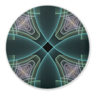 Bouton De Porte En Céramique Graphique géométrique Turquoise moderne