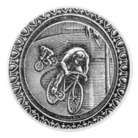 Gravure vintage de course cycliste
