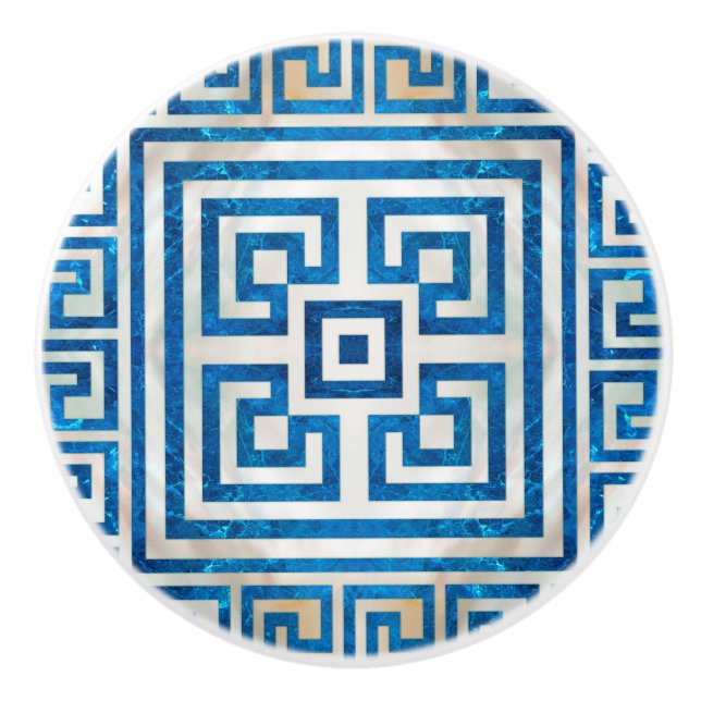 Bouton De Porte En Céramique Greek Key Ornament (Devant)