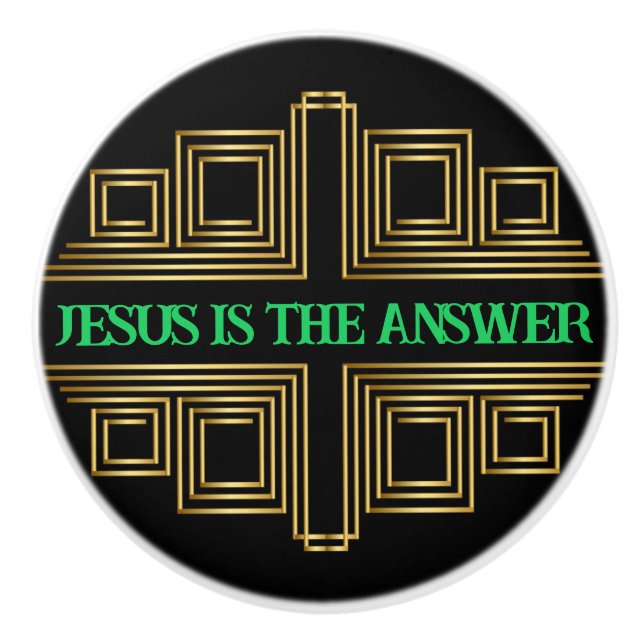 Bouton De Porte En Céramique Green Christian Quote Gold Retro Print (Devant)