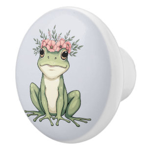 Bouton De Porte En Céramique Grenouille florale en gros Cottagecore Art