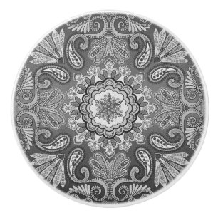 Bouton De Porte En Céramique Gris Bandana Motif Pays Ceramic Pull