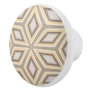 Bouton De Porte En Céramique Gris Beige Taupe Brown géométrique Retro Stars Mot
