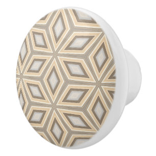 Bouton De Porte En Céramique Gris Beige Taupe Brown géométrique Retro Stars Mot
