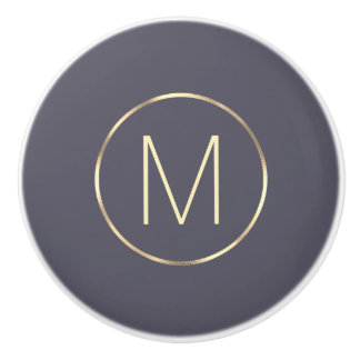 Bouton De Porte En Céramique Gris d'or monogramme