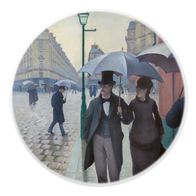 Bouton De Porte En Céramique Gustave Caillebotte - Paris Street ; Rainy Day (Devant)
