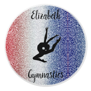 Bouton De Porte En Céramique Gymnastique Personnalisée Rouge Blanc Bleu Ceramiq
