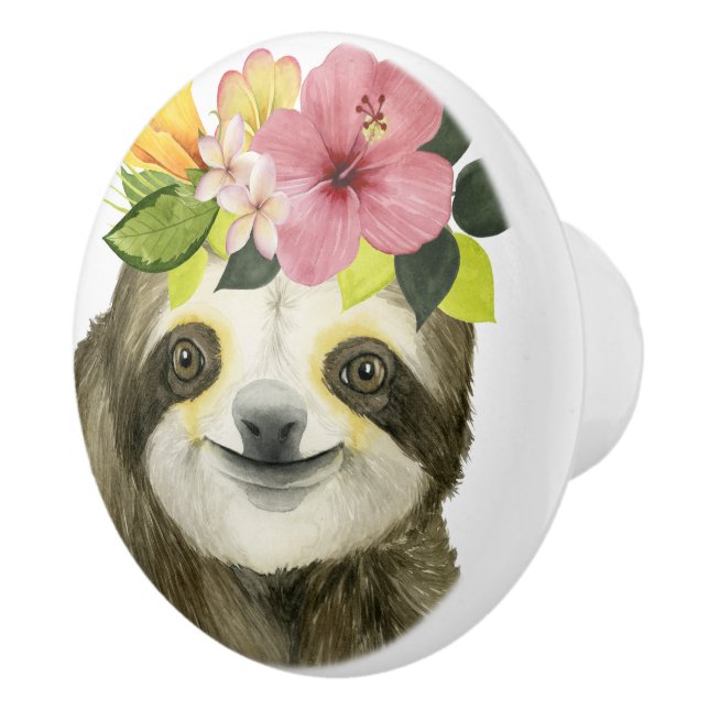 Bouton De Porte En Céramique Halo tropical | Sweet Sloth (Droite)