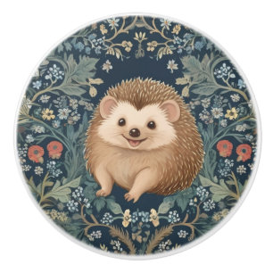 Bouton De Porte En Céramique Happy Hdgehog William Morris style Floral