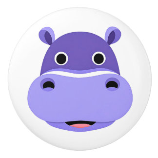 Bouton De Porte En Céramique Happy Hippo Face