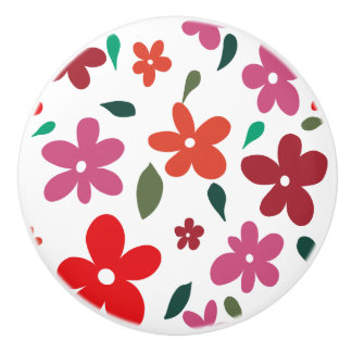 Bouton De Porte En Céramique Happy Pink Blossoms
