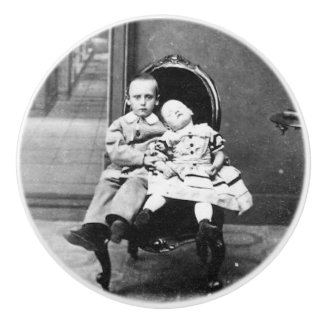Bouton De Porte En Céramique Haunting Vintage Sibling Portrait 