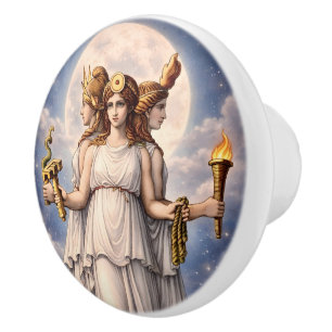 Bouton De Porte En Céramique Hécate Triple Déesse Art Lunaire Céleste – mythe