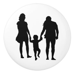 BOUTON DE PORTE EN CÉRAMIQUE HEUREUSE FAMILLE