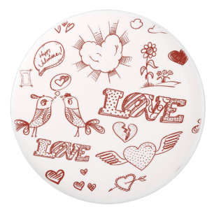 Bouton De Porte En Céramique Heureuse Sainte-Valentin