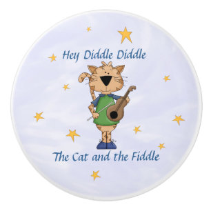 Bouton De Porte En Céramique Hey Diddle Diddle - Le Chat et la Cera Fiddle
