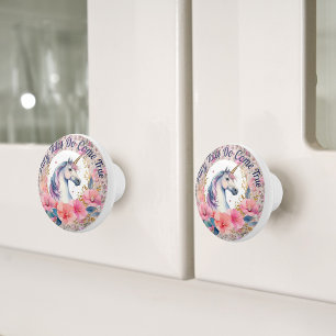 Bouton De Porte En Céramique Histoire florale de la licorne