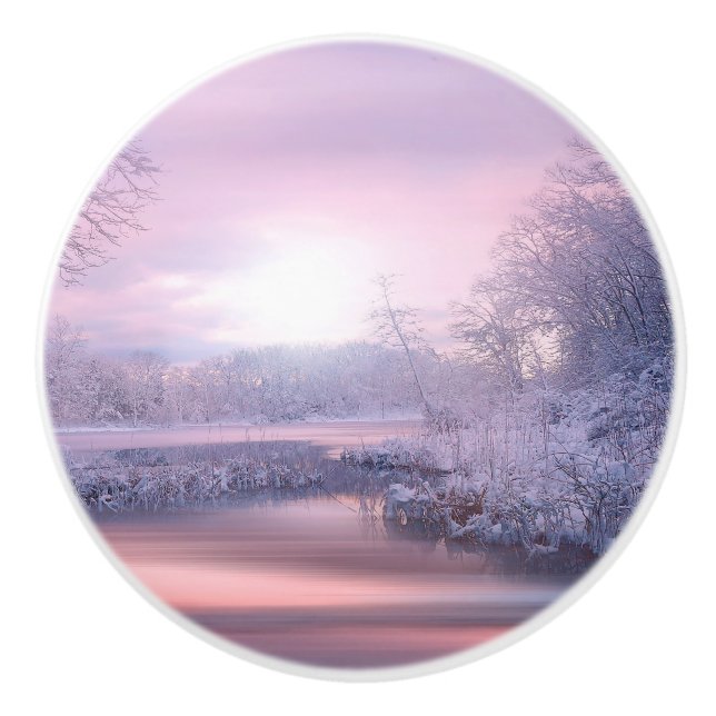 Bouton De Porte En Céramique Hiver 02 (Devant)