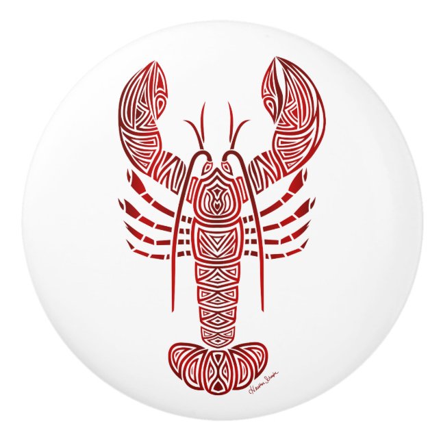 Bouton De Porte En Céramique Homard tribal du Maine (Devant)