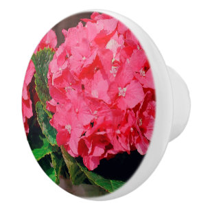 Bouton De Porte En Céramique Hydrangée rose
