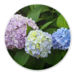 Bouton De Porte En Céramique Hydrangée rose violet bleu