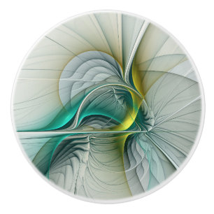 Bouton De Porte En Céramique Hypnotique Abstrait Golden Turquoise Turquoise Fra