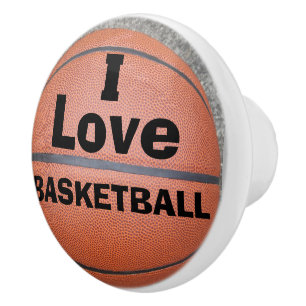 Bouton De Porte En Céramique I Love Basketball Ceramic Knob
