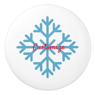 Bouton De Porte En Céramique Icy Blue Snowflake Thunder_Cove