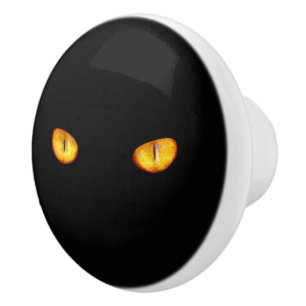 Bouton De Porte En Céramique Il vous voit Chat Noir