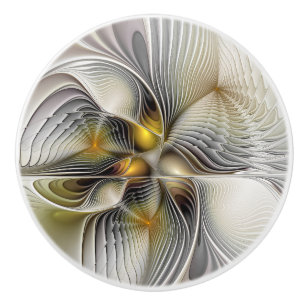 Bouton De Porte En Céramique Illusion d'optique abstraite fractale 3D avec prof