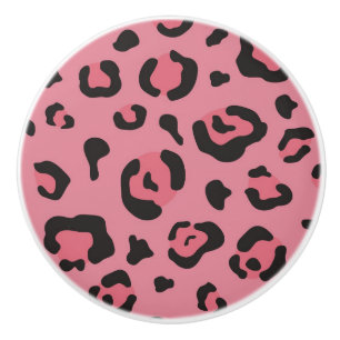 Bouton De Porte En Céramique Illustration d'animal de rose de léopard
