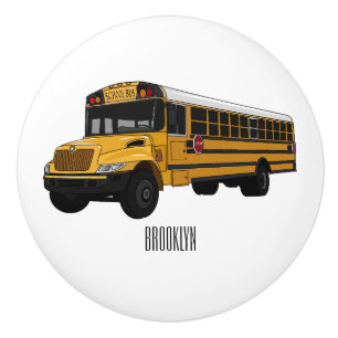 Bouton De Porte En Céramique Illustration de dessin animé d'autobus scolaire 