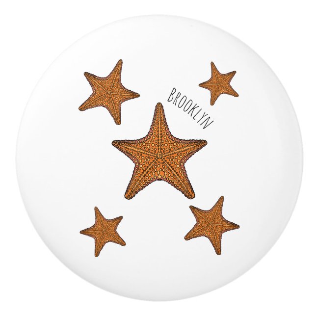 Bouton De Porte En Céramique Illustration de dessin de Starfish (Devant)