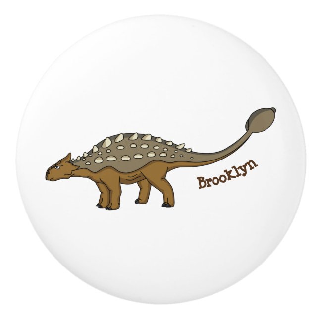 Bouton De Porte En Céramique Illustration de dinosaure blindé Ankylosaurus (Devant)