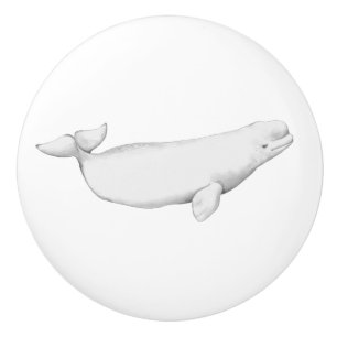 Bouton De Porte En Céramique Illustration de la baleine de Beluga Lover Cadeau 