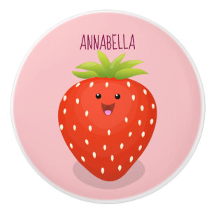 Bouton De Porte En Céramique Illustration de la fraise Cute kawaii