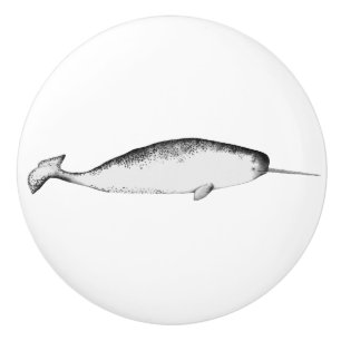 Bouton De Porte En Céramique Illustration de la mer de Narhwal Unicorn Baleine 