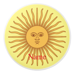 Bouton De Porte En Céramique Illustration de l'art face soleil Thunder_Cove