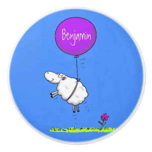 Bouton De Porte En Céramique Illustration de l'humour en ballons de mouton mign