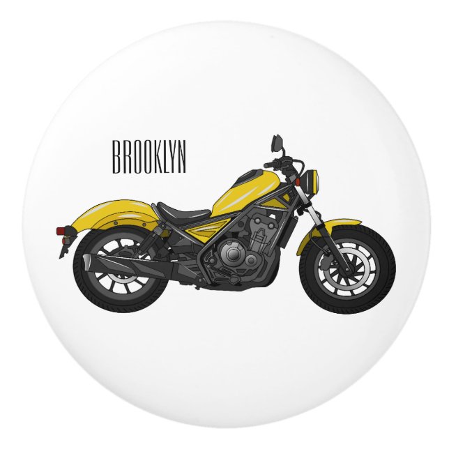 Bouton De Porte En Céramique Illustration de moto Cruiser (Devant)