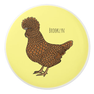 Bouton De Porte En Céramique illustration de poulet de dessin animé polonais ch